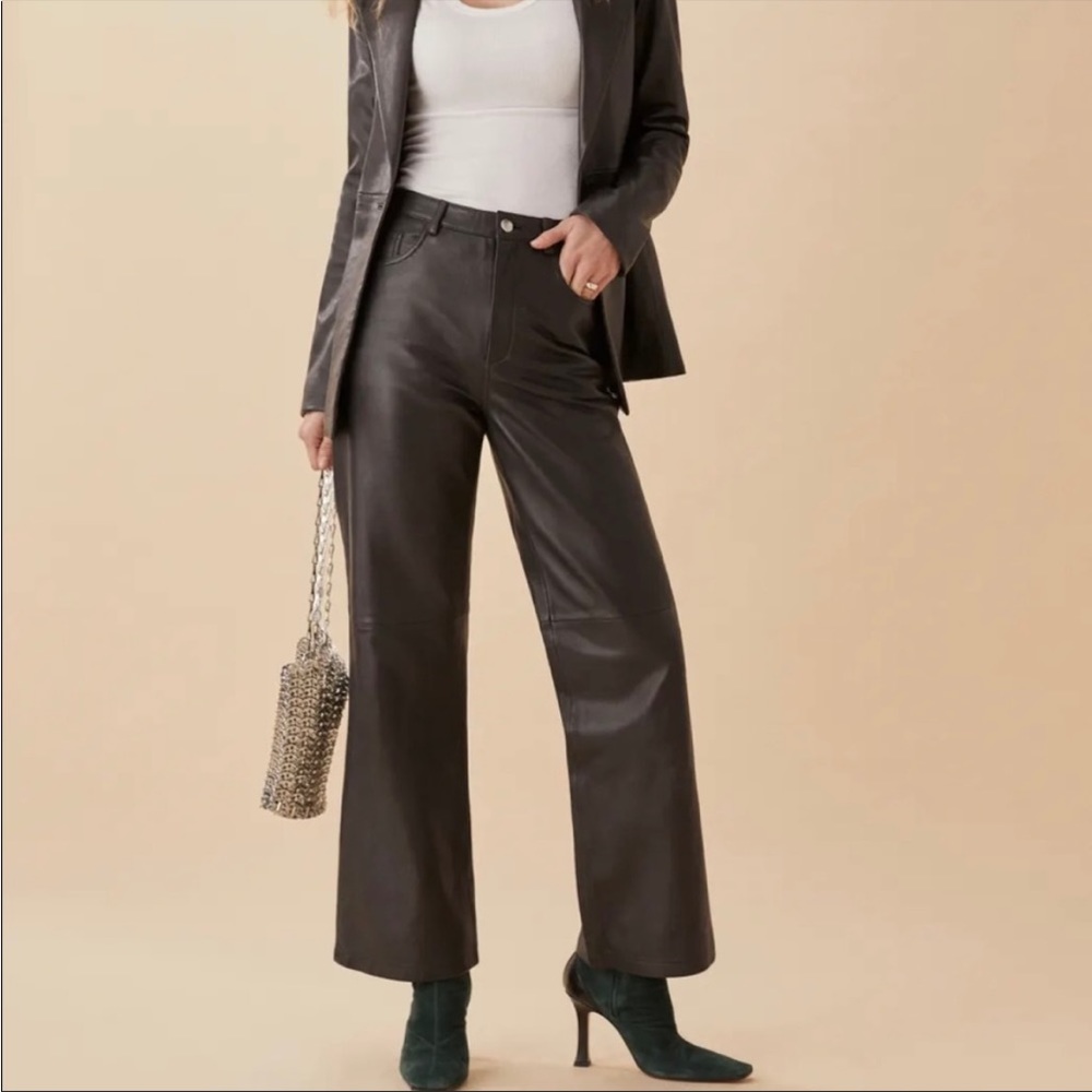 Reformation Black Straight Leg Pants